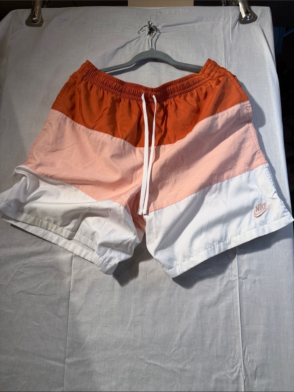 Nike men’s  Tri-Panel swim Shorts — Rust, Pink & White XL